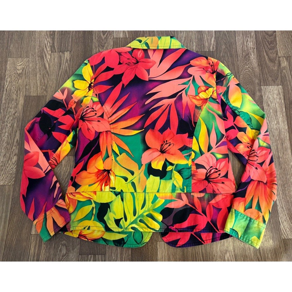Erin London Tropical Floral Print Zip Up Jacket Blazer Women's Size S - Picture 5 of 8